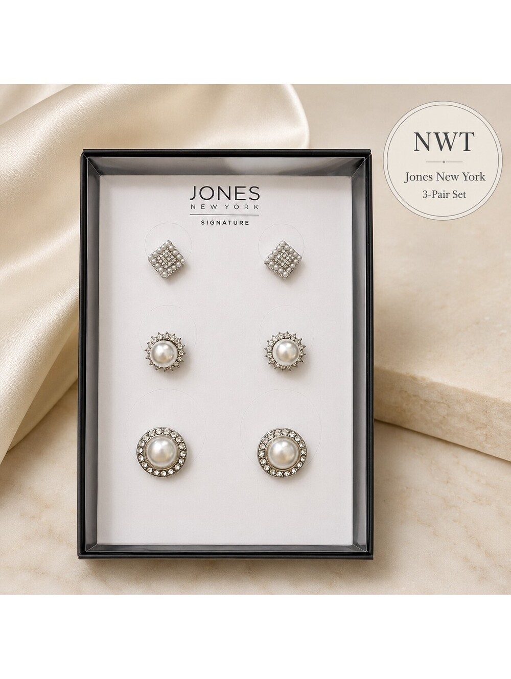 New in Box | Jones New York Signature 3 Pair Stud Earring Set